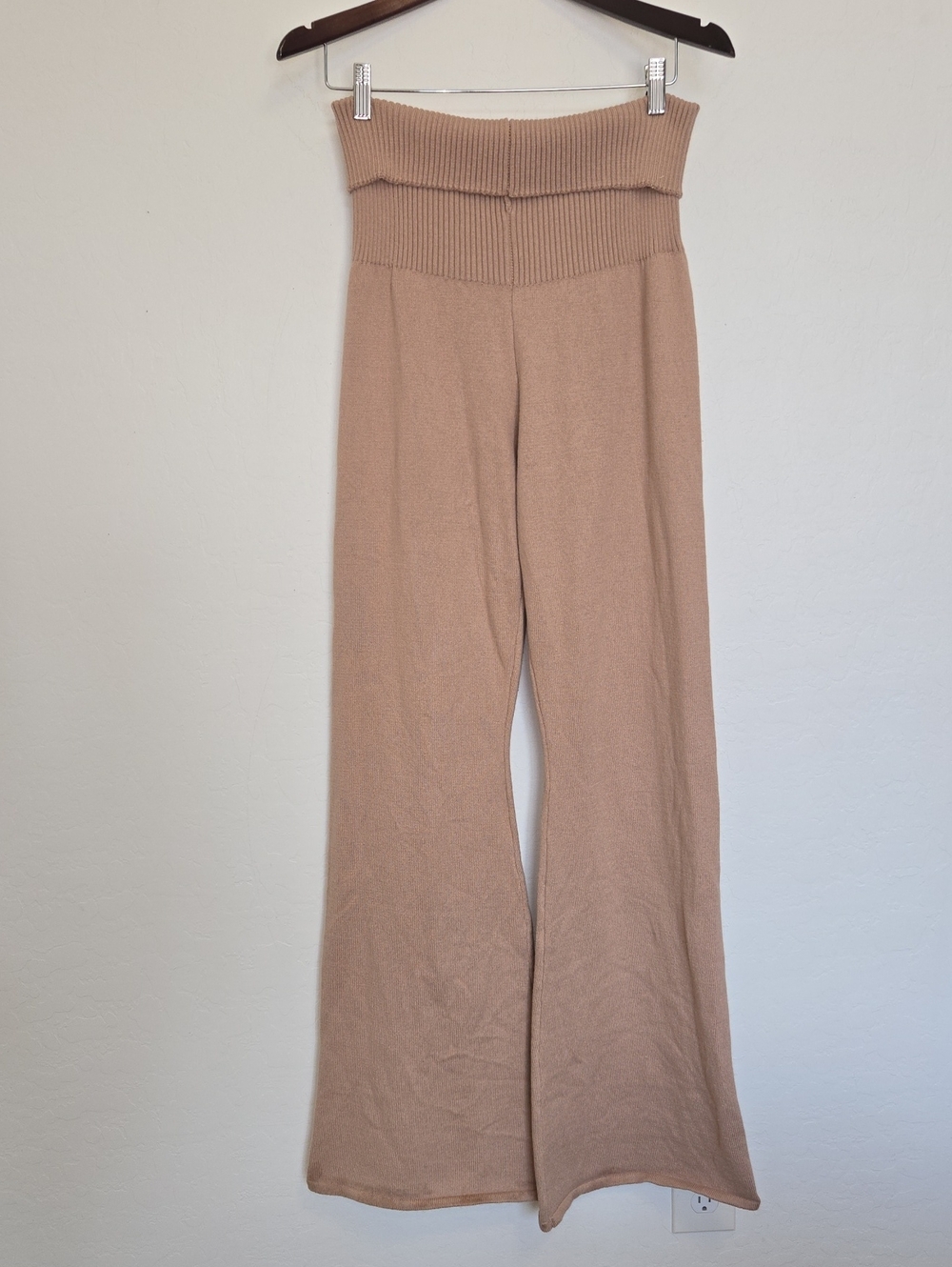 FLORENCE BY MILLS Barre Foldover Wide Leg Pants Brown Pull On Neutral Size L - Picture 3 of 12